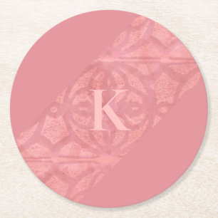 Ruddy Pink Batik Letter Ronde Kartonnen Onderzetter