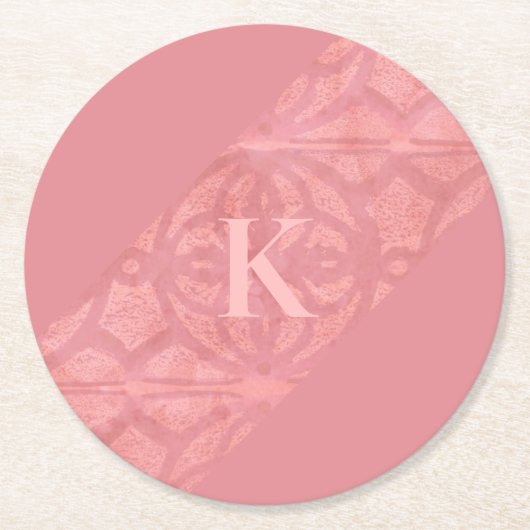 Ruddy Pink Batik Letter Ronde Kartonnen Onderzetter (Voorkant)
