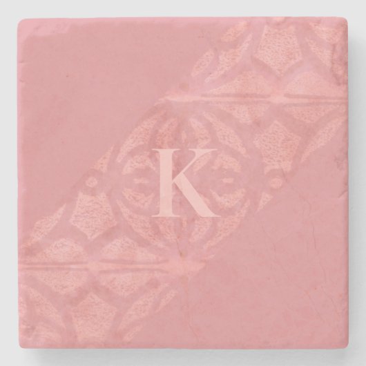 Ruddy Pink Batik Letter Stenen Onderzetter (Voorkant)