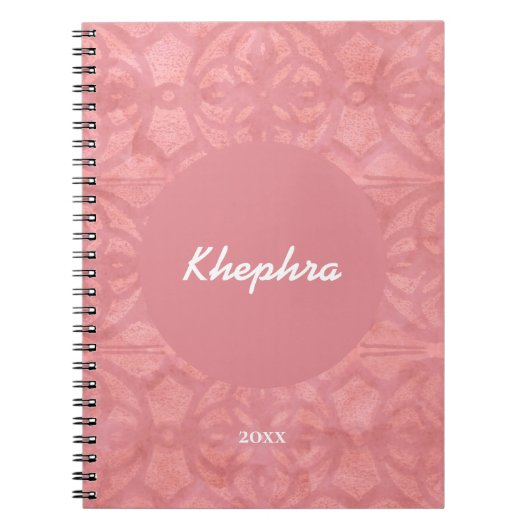 Ruddy Pink Batik Naam en Jaar Notitieboek (Voorkant)