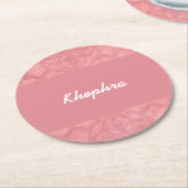 Ruddy Pink Batik Naam Ronde Kartonnen Onderzetter (Gebogen)