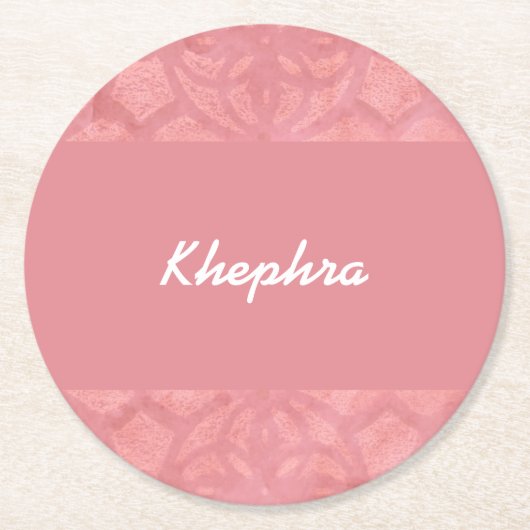 Ruddy Pink Batik Naam Ronde Kartonnen Onderzetter (Voorkant)