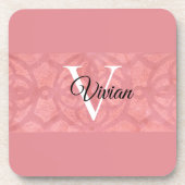 Ruddy Pink Batik Name Monogramed Bier Onderzetter (Voorkant)