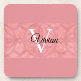 Ruddy Pink Batik Name Monogramed Bier Onderzetter