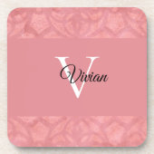 Ruddy Pink Batik Name Monogramed Bier Onderzetter (Voorkant)