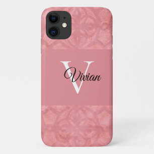 Ruddy Pink Batik Name Monogramed Case-Mate iPhone Case