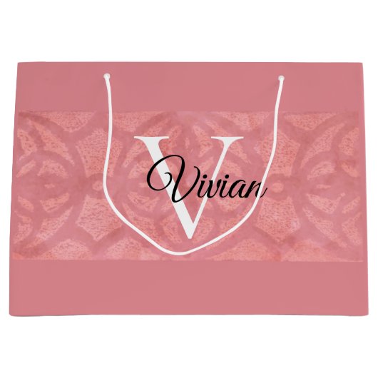 Ruddy Pink Batik Name Monogramed Groot Cadeauzakje (Voorkant)