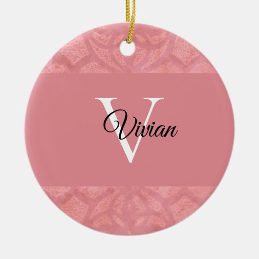 Ruddy Pink Batik Name Monogramed Keramisch Ornament (Voorkant)