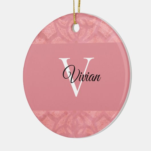 Ruddy Pink Batik Name Monogramed Keramisch Ornament (Links)