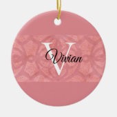 Ruddy Pink Batik Name Monogramed Keramisch Ornament (Voorkant)