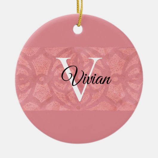 Ruddy Pink Batik Name Monogramed Keramisch Ornament (Voorkant)
