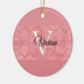 Ruddy Pink Batik Name Monogramed Keramisch Ornament (Links)
