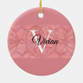 Ruddy Pink Batik Name Monogramed Keramisch Ornament (Achterkant)
