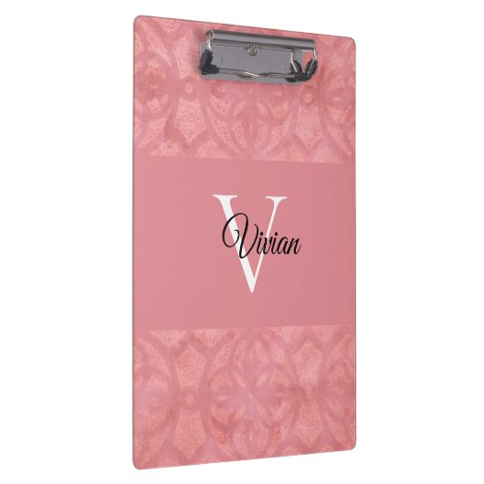 Ruddy Pink Batik Name Monogramed Klembord (Rechts)