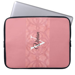Ruddy Pink Batik Name Monogramed Laptop Sleeve