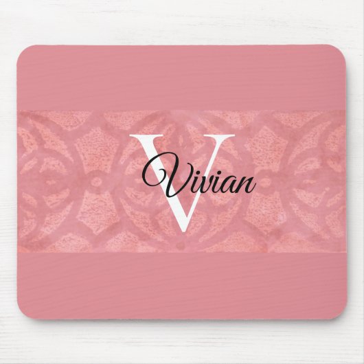 Ruddy Pink Batik Name Monogramed Muismat (Voorkant)
