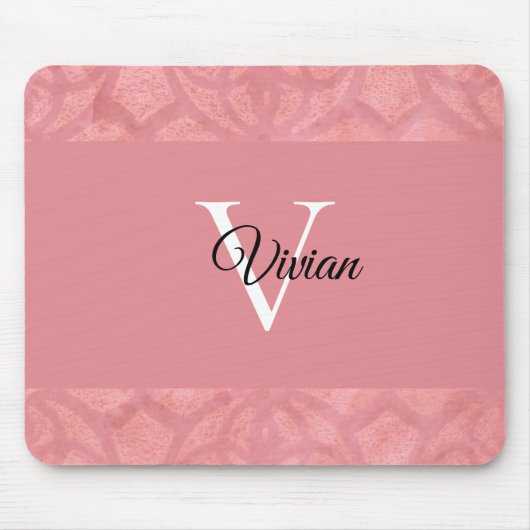 Ruddy Pink Batik Name Monogramed Muismat (Voorkant)