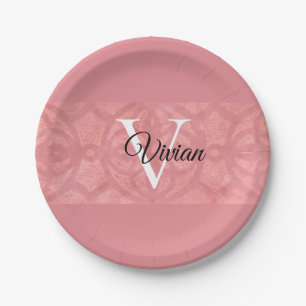 Ruddy Pink Batik Name Monogramed Papieren Bordje