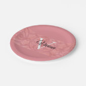 Ruddy Pink Batik Name Monogramed Papieren Bordje (Gekanteld)