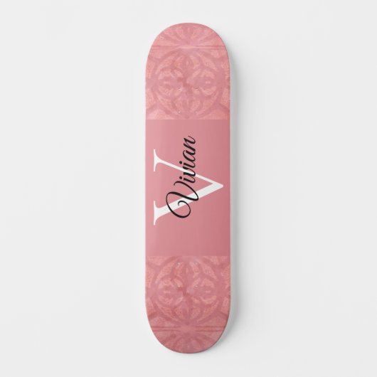 Ruddy Pink Batik Name Monogramed Persoonlijk Skateboard (Voorkant)