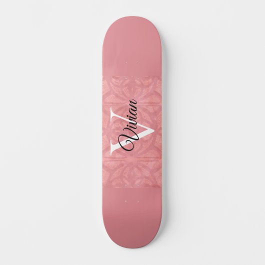 Ruddy Pink Batik Name Monogramed Persoonlijk Skateboard (Voorkant)
