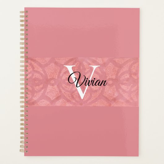 Ruddy Pink Batik Name Monogramed Planner (Voorkant)