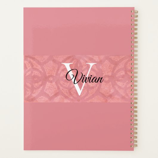 Ruddy Pink Batik Name Monogramed Planner (Achterkant)
