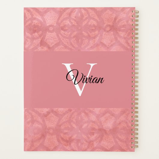 Ruddy Pink Batik Name Monogramed Planner (Achterkant)