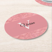 Ruddy Pink Batik Name Monogramed Ronde Kartonnen Onderzetter (Gebogen)
