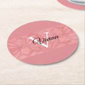 Ruddy Pink Batik Name Monogramed Ronde Kartonnen Onderzetter (Gebogen)