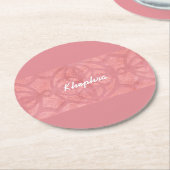 Ruddy Pink Batik Name Monogramed Ronde Kartonnen Onderzetter (Gebogen)