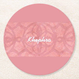 Ruddy Pink Batik Name Monogramed Ronde Kartonnen Onderzetter