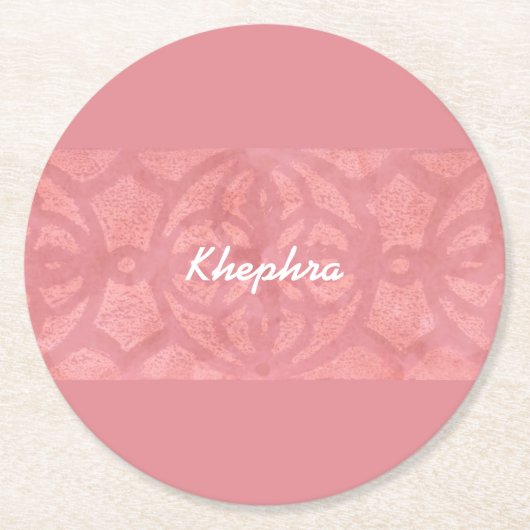 Ruddy Pink Batik Name Monogramed Ronde Kartonnen Onderzetter (Voorkant)