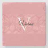 Ruddy Pink Batik Name Monogramed Stenen Onderzetter (Voorkant)