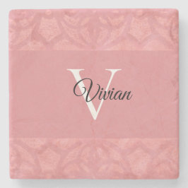 Ruddy Pink Batik Name Monogramed Stenen Onderzetter