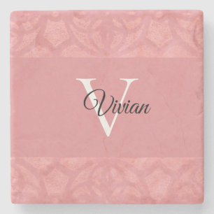 Ruddy Pink Batik Name Monogramed Stenen Onderzetter