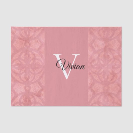Ruddy Pink Batik Name Monogramed Tissuepapier (Voorkant)
