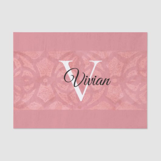 Ruddy Pink Batik Name Monogramed Tissuepapier (Voorkant)