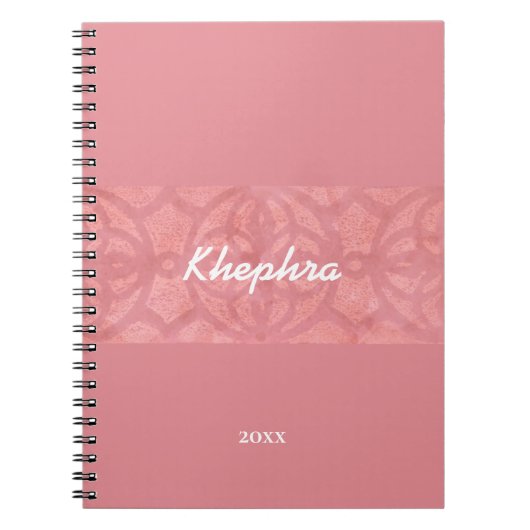 Ruddy Pink Batik Waterverf Naam en Jaar Notitieboek (Voorkant)