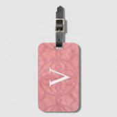 Ruddy Pink Monogrammed Waterverf Bagagelabel (Voorkant (verticaal))
