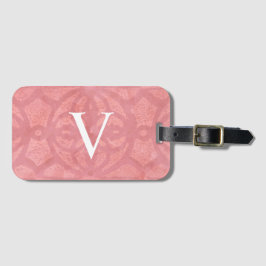 Ruddy Pink Monogrammed Waterverf Bagagelabel