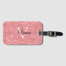 Ruddy Pink Waterverf Monogram Naam Bagagelabel