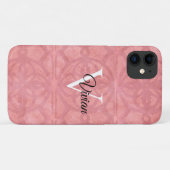 Ruddy Pink Waterverf Monogram Naam Case-Mate iPhone Case (Achterkant (horizontaal))