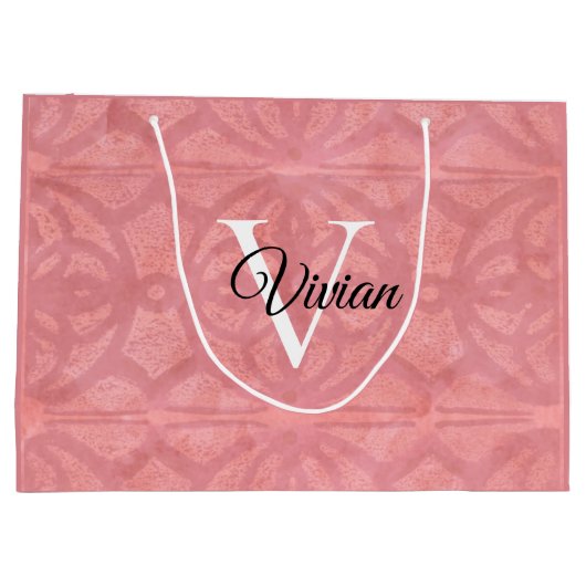 Ruddy Pink Waterverf Monogram Naam Groot Cadeauzakje (Achterkant)