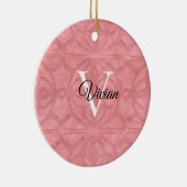 Ruddy Pink Waterverf Monogram Naam Keramisch Ornament (Rechts)