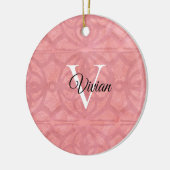 Ruddy Pink Waterverf Monogram Naam Keramisch Ornament (Links)