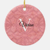 Ruddy Pink Waterverf Monogram Naam Keramisch Ornament (Achterkant)