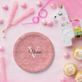 Ruddy Pink Waterverf Monogram Naam Papieren Bordje (Feest)