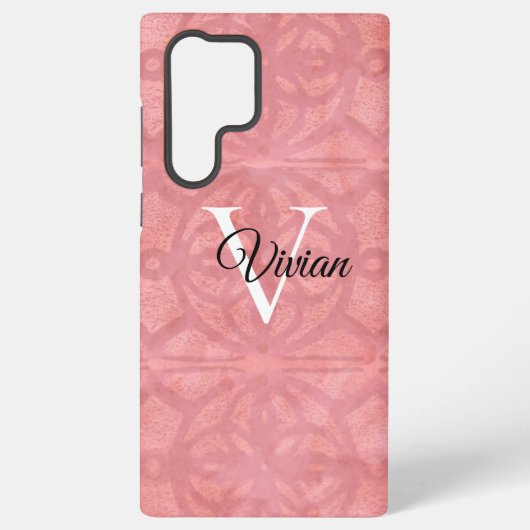 Ruddy Pink Waterverf Monogram Naam Samsung Galaxy Hoesje (Achterkant)