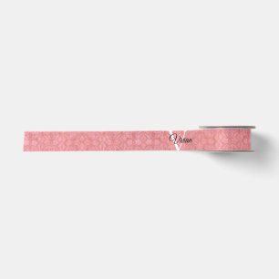 Ruddy Pink Waterverf Monogram Naam Satijnen Lint